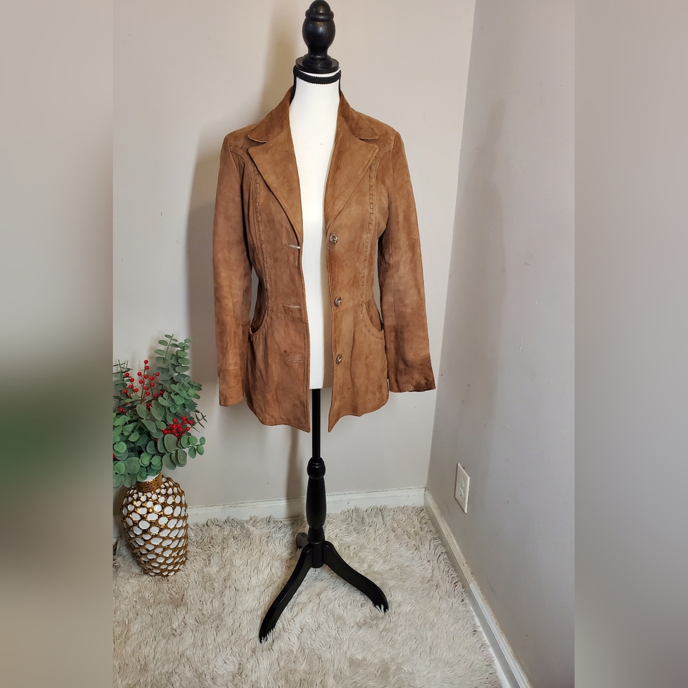 Ms. Pioner Wear Vintage Suede Leather Jacket Tan Size 10